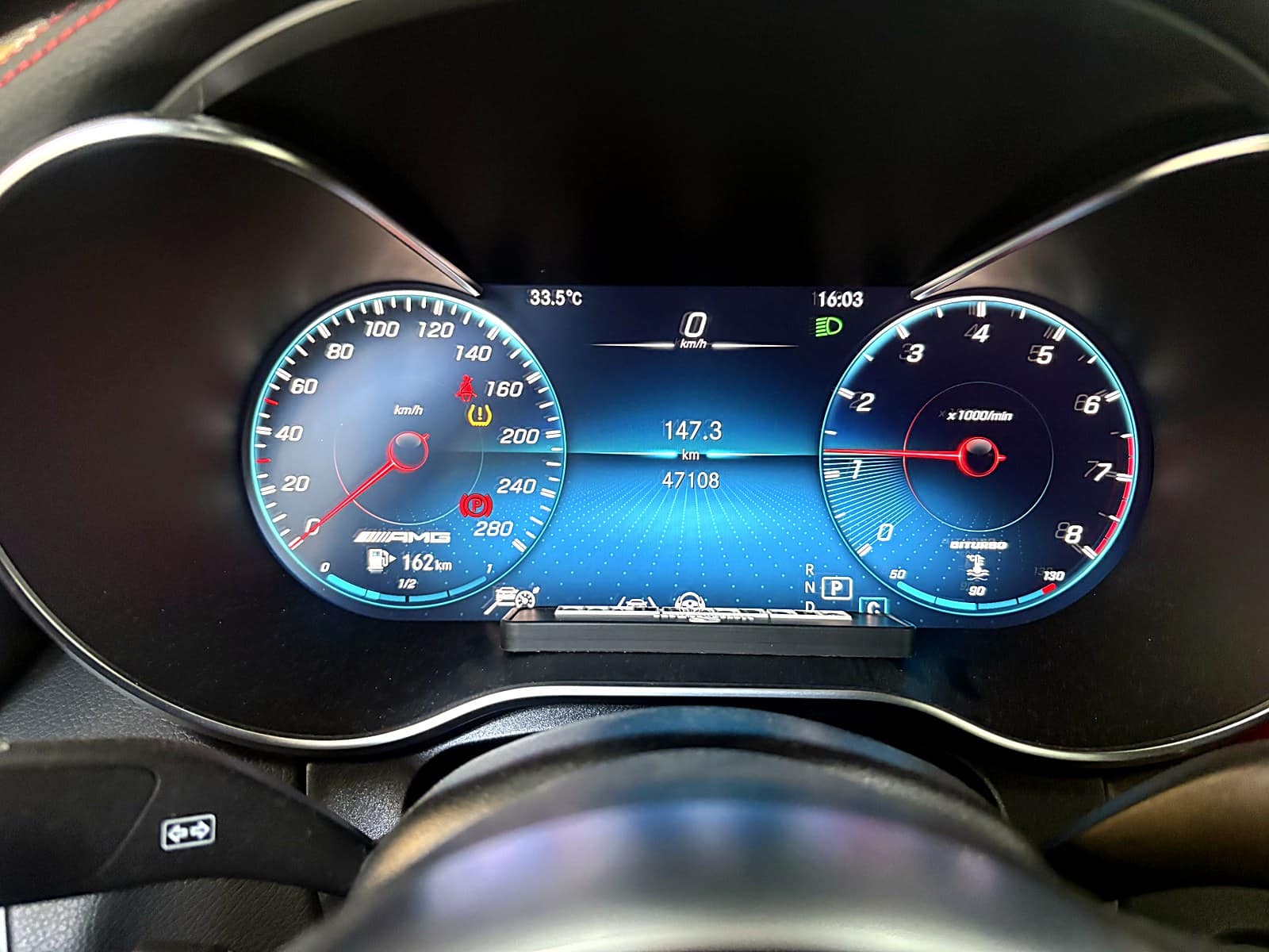 메르세데스-AMG C43 쿠페 계기판, 누적 주행거리 47,108km