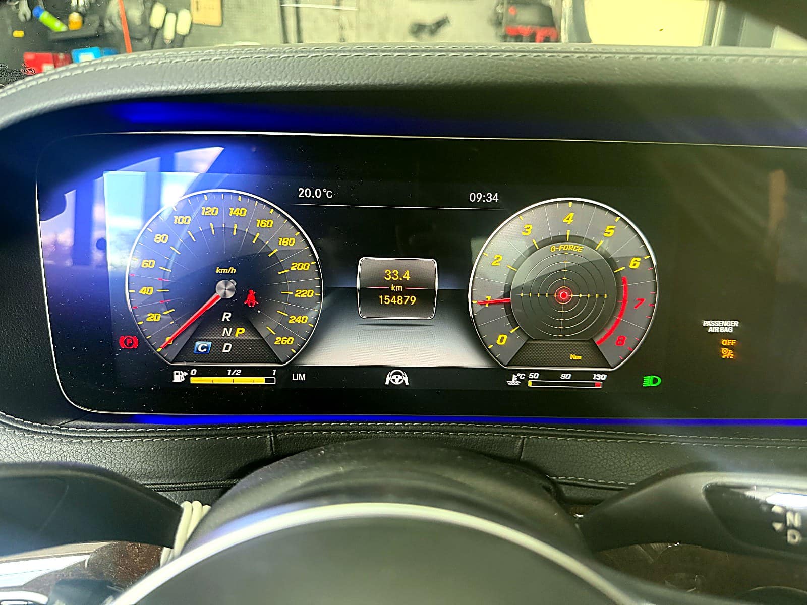 메르세데스 S560 계기판 주행거리 154,879km