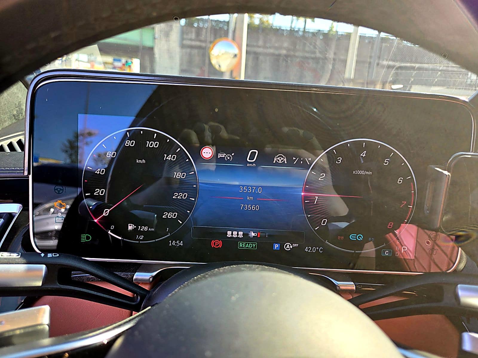 벤츠 S580 계기판 73,560km
